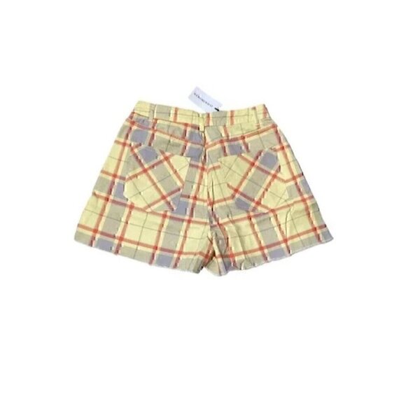 WE WORE WHAT PLAID CROPPED DENIM JACKET HIGH RISE SHORTS Women M/L indie sleeze - Picture 4 of 12